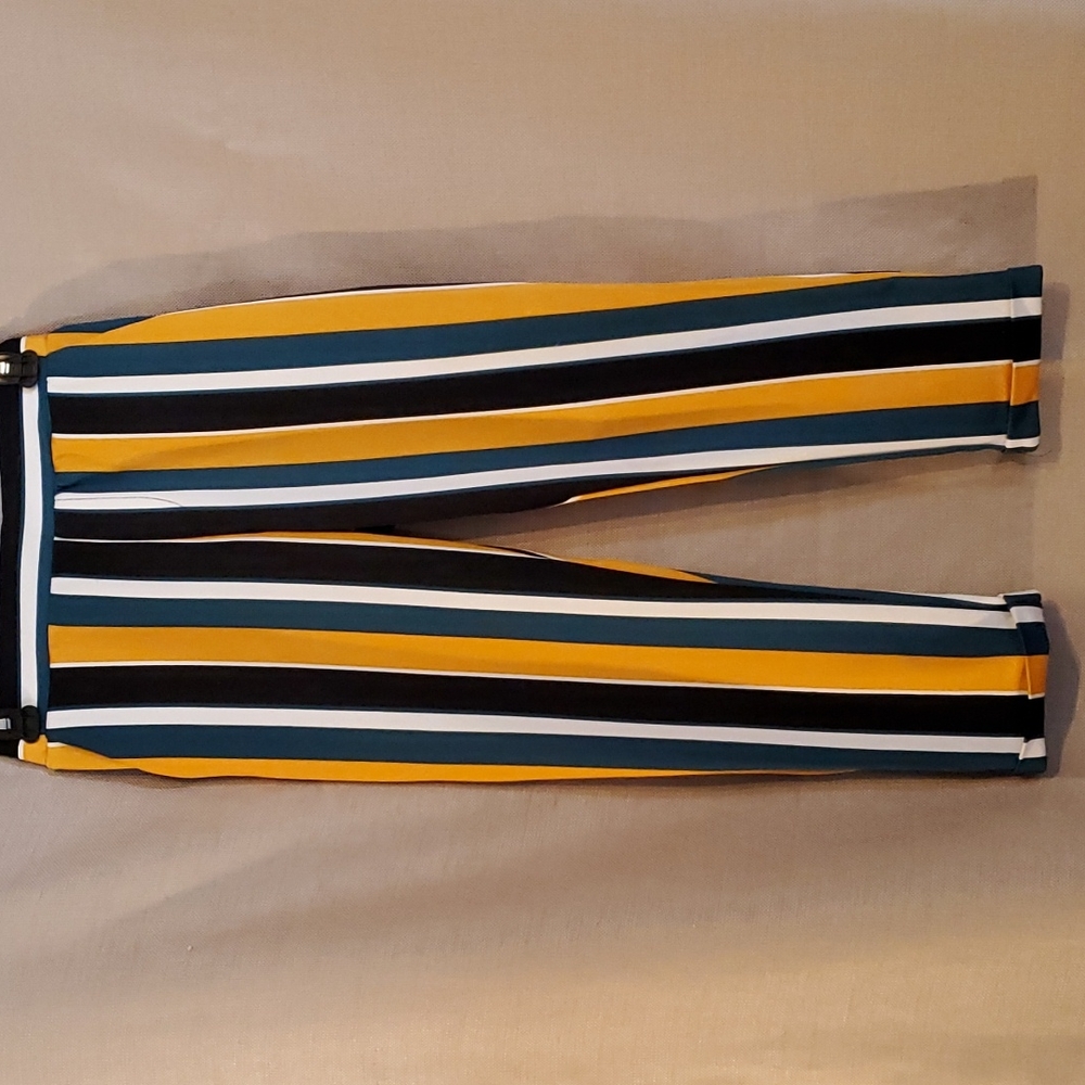 Wearever multi color, striped, ankle length cuffed slacks. Size S